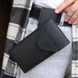 Genuine Leather Cell Phone Holster with Belt Loop, Vintage Handmade Leather Phone Case Personalized Leather Custom Size Mobile Phone Holster