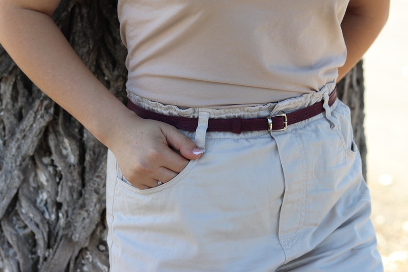 1/2 Skinny Leather Belt Dress/ Handmade Personalised Belt for Women/ Minimalist Thin Jeans Belt / Belt for Party Dress / Leather Waist Belt image 3