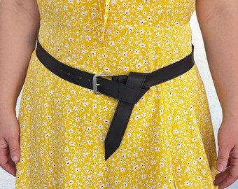 Handmade Crazy Horse Leather Belt: Skinny Women's Dress Belt, Custom Small, Middle, Big Size