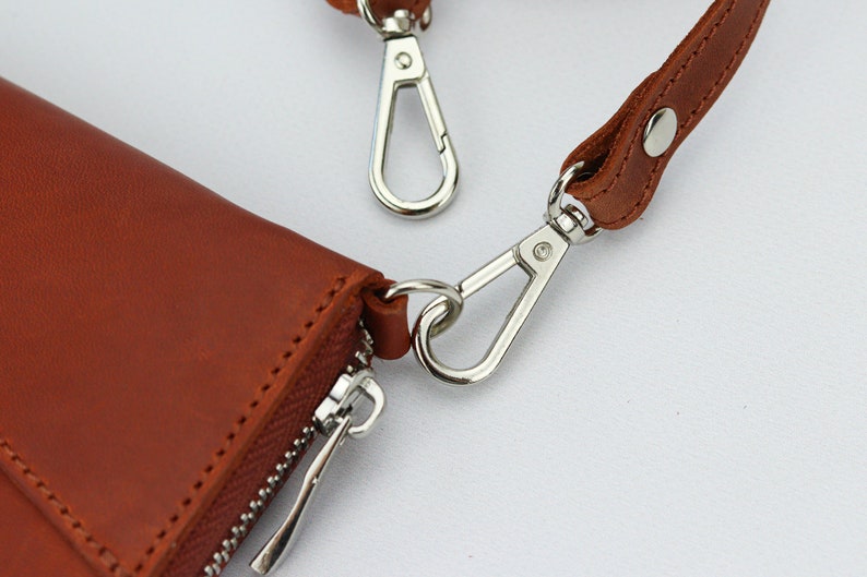 Adjustable Leather Crossbody Strap/ Shoulder Strap/ Leather Purse Strap/ Bag Strap/ Leather Strap on Carbines/ Strap for Handbag 0.5in width image 8