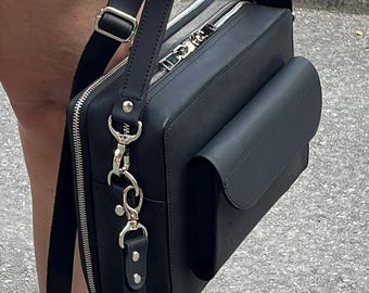 Personalized Crazy Horse Leather Crossbody Bag, RFID Shoulder Phone & Wallet Bag, Organizer Travel Purse