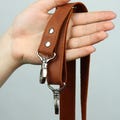 Handmade Crazy Horse Leather Detachable Strap: Adjustable Crossbody Purse Replacement, 1" wide, Silver Color product logo