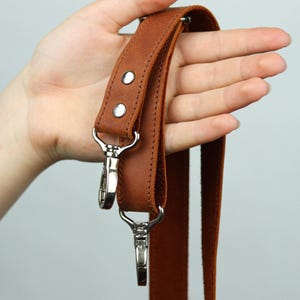 Handmade Crazy Horse Leather Detachable Strap: Adjustable Crossbody Purse Replacement, 1&quot; wide, Silver Color