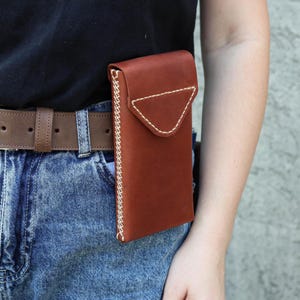 Handmade Crazy Horse Leather Phone Holster: Custom Fit, Personalized, iPhone Case & Belt Metal Clip