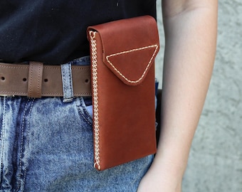 Handmade Crazy Horse Leather Phone Holster: Custom Fit, Personalized, iPhone Case & Belt Metal Clip