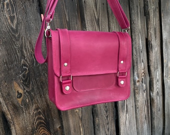 Personalized Leather Crossbody Briefcase: Leather Messenger Satchel, Adjustable Strap, Document Travel Bag & Shoulder Organizer