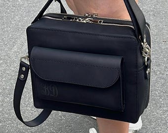 Personalized Crazy Horse Leather Crossbody Bag, RFID Shoulder Phone & Wallet Bag, Organizer Travel Purse