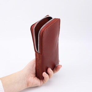 Handmade Leather Smartphone Holster: Zip Case with Belt Clip, Personalized image 19
