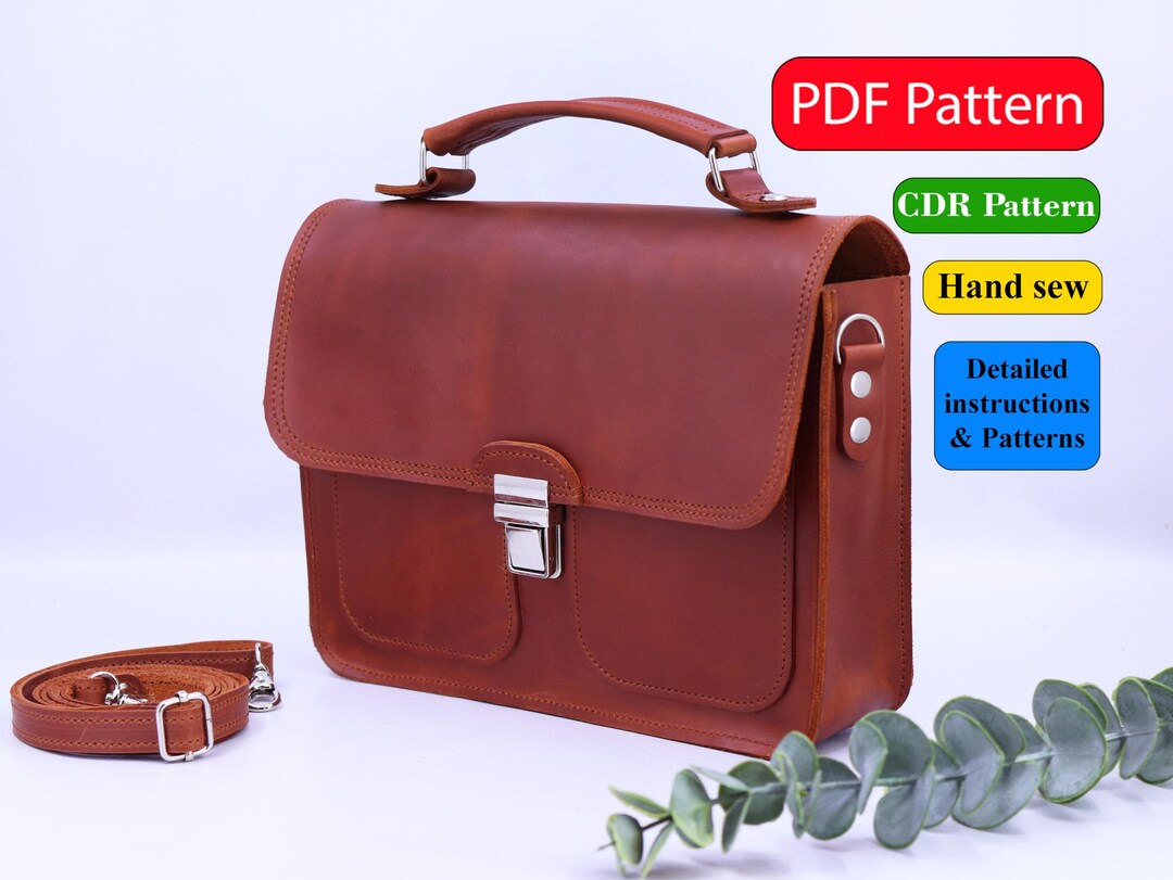 PDF Pattern Crazy Horse Leather Briefcase: DIY Top Handle Bag (digital ...