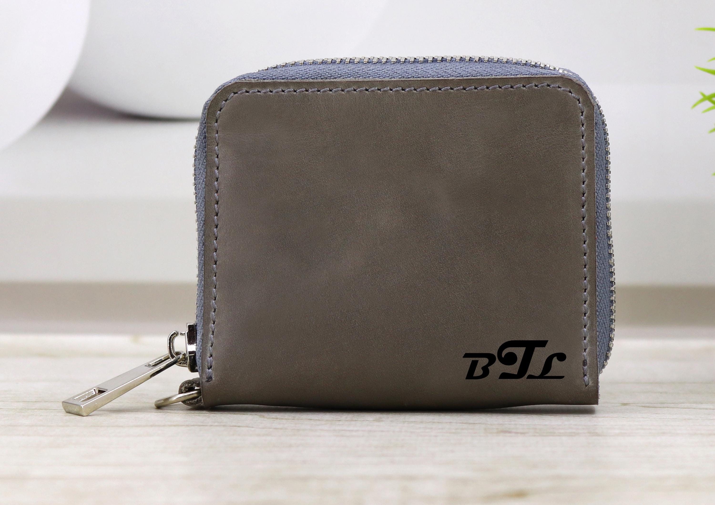 RFID Engraved Leather Mini Zip Wallet: Handmade Wristlet Purse - Etsy