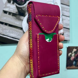 Custom Crazy Horse Leather Phone Holster with Metal Belt Clip, Personalized Flap Belt Pouch