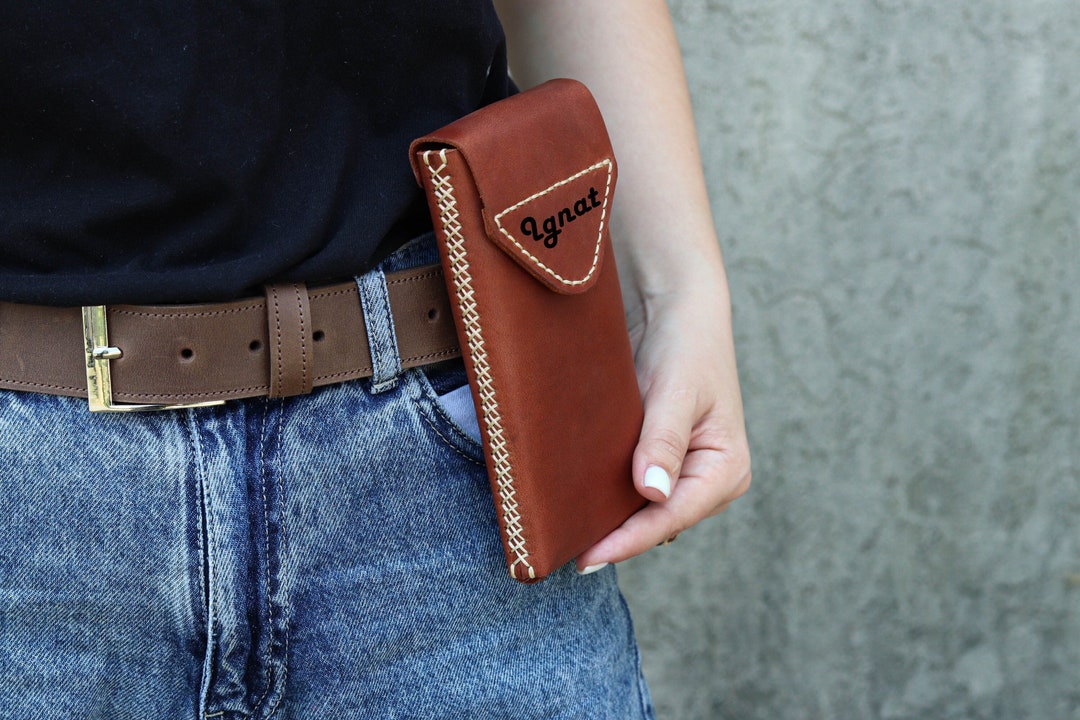 Handmade Leather Phone Holster/ Personalized Case With Belt -  Canada