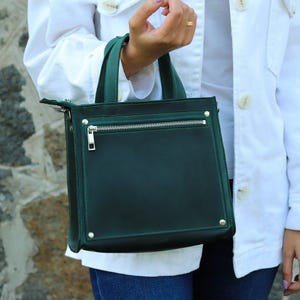 Vintage Natural Leather Small Tote Bag With Top Handle & Detachable Shoulder Strap, Top Handle Leather Crossbody HandBag, Leather Small Tote