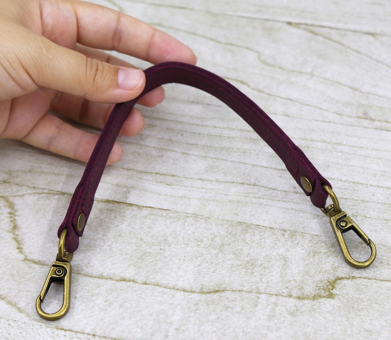 Handmade Crazy Horse Leather Purse Strap: Custom Length Purse Handle Replacement with Swivel Hooks image 13