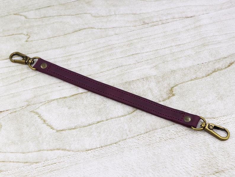 Handmade Crazy Horse Leather Purse Strap: Custom Length Purse Handle Replacement with Swivel Hooks image 12