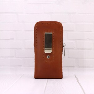 Handmade Leather Smartphone Holster: Zip Case with Belt Clip, Personalized image 12