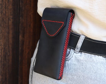 Étui en cuir fait main avec clip en métal pour ceinture/étui en cuir pour iPhone 11/12/13/14/15/+/Pro/Max/housse personnalisée en cuir pour téléphone Android