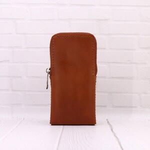 Handmade Leather Smartphone Holster: Zip Case with Belt Clip, Personalized image 11
