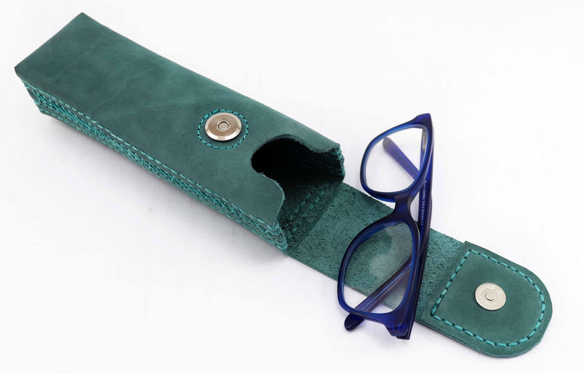 Leather Glasses Case With Closure/ Handmade Etsy
