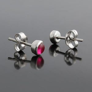 Minimalist Ruby Stud Earrings | Natural Ruby in 925 Sterling Silver | Dainty Gemstone Earrings | July Birthstone Gift for Her