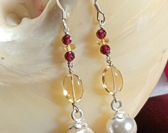 Beautiful Natural Multi Gemstone Dangle Earring,Silver Earring,Christmas Jewelry For Her, Multi Color Earring,Wedding Earring,Pearl Jewelry