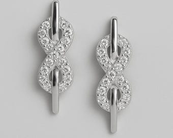 925 Sterling Silver Rhodium-Plated Cubic Zirconia Stud Earrings,Wedding Gifts For Women