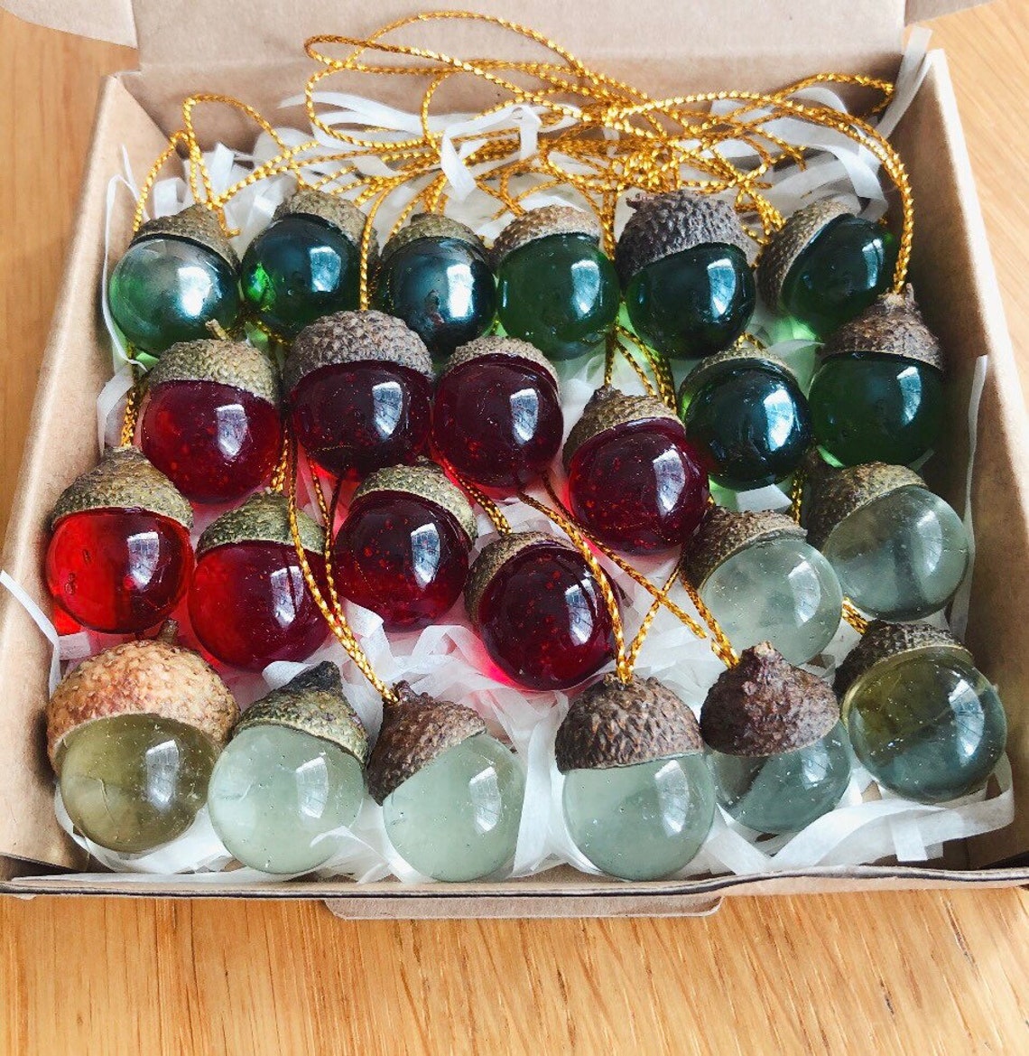 Acorn and Glass Christmas Decorations - Etsy UK