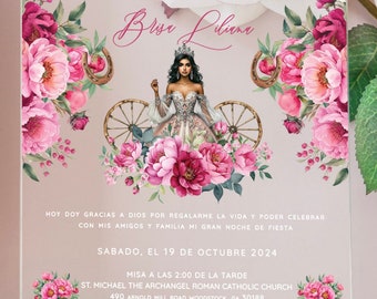 Acrylic Quinceañera invitation, wedding card, quinceañera invitation, invitation design, acrylic card