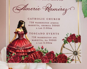 Acrylic Quinceañera invitation, wedding card, quinceañera invitation, invitation design, acrylic card