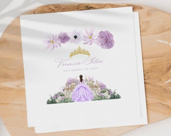 Customized Quinceañera Napkins, Personalized, Printed Napkins