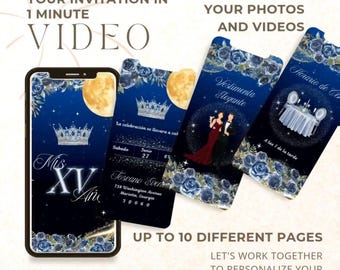 Quinceañera Video Invitation, Fully Personalize, Animated XV Video