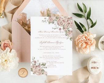 Flat Paper Quinceañera invitation, wedding card, quinceañera invitation, invitation design, flat card