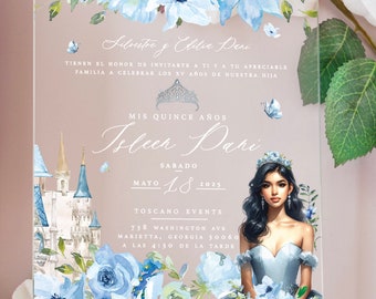 Customized Quinceañera Acrylic invitation, quinceañera invitation, invitacion de quince años, acrylic card