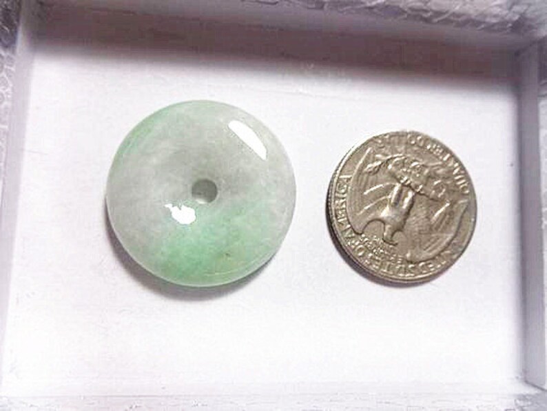 Natural Genuine A Jadeite Jade Light Green Lavender Donuts Pendant