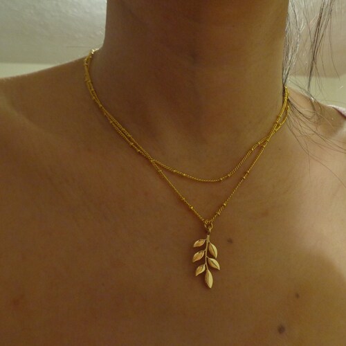 Gold Leaf Necklace Gold Tiny Leaf 