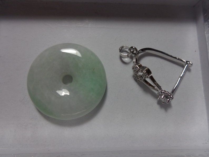 Natural Genuine A Jadeite Jade Light Green Lavender Donuts Pendant