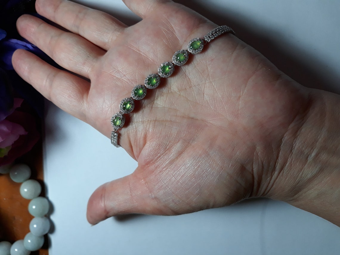 Pulsera de eslabón de jade verde de manzana pulsera de