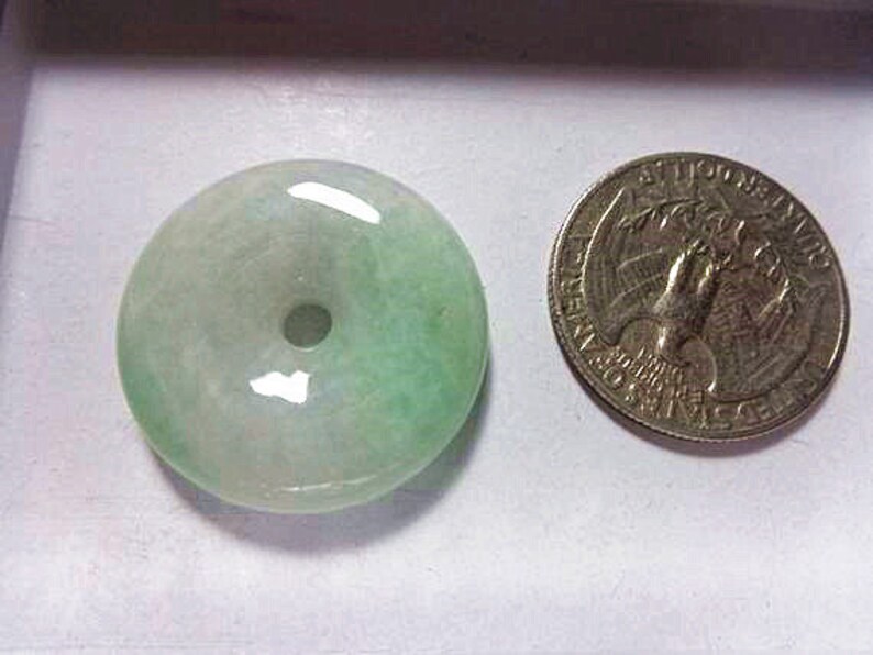 Natural Genuine A Jadeite Jade Light Green Lavender Donuts Pendant