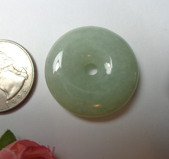 Natural Genuine A Jadeite Jade  Light  Green Lavender Donuts Pendant