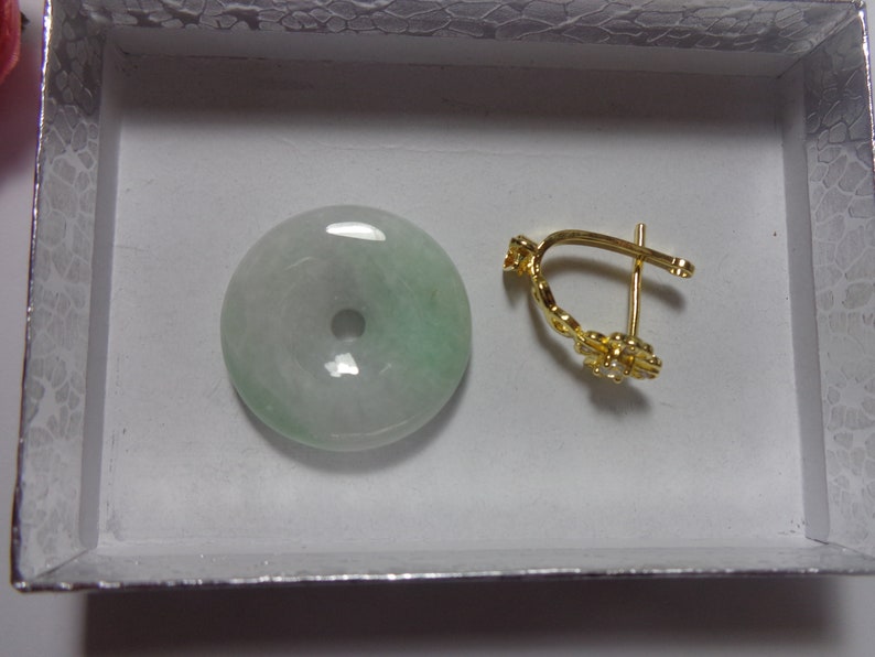 Natural Genuine A Jadeite Jade Light Green Lavender Donuts Pendant