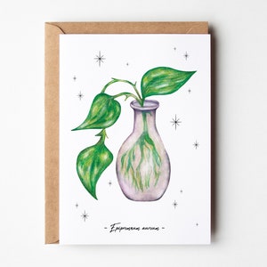 Le Pothos - Carte postale illustrée | Carte illustrée plante, décoration murale, plant lover gift idea, christmas gift, botanical