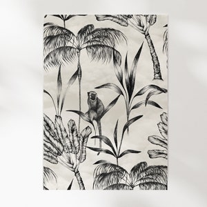 La cité de singes - Illustration A5/A4 | Botanique, nature, tropical, plante, singe | Carte illustrée, décoration murale, affiche