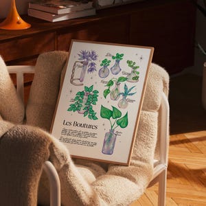 Les Boutures - Illustration A3 | Illustrated poster, wall decoration, poster, Christmas gift, christmas gift idea, plants lover gift idea