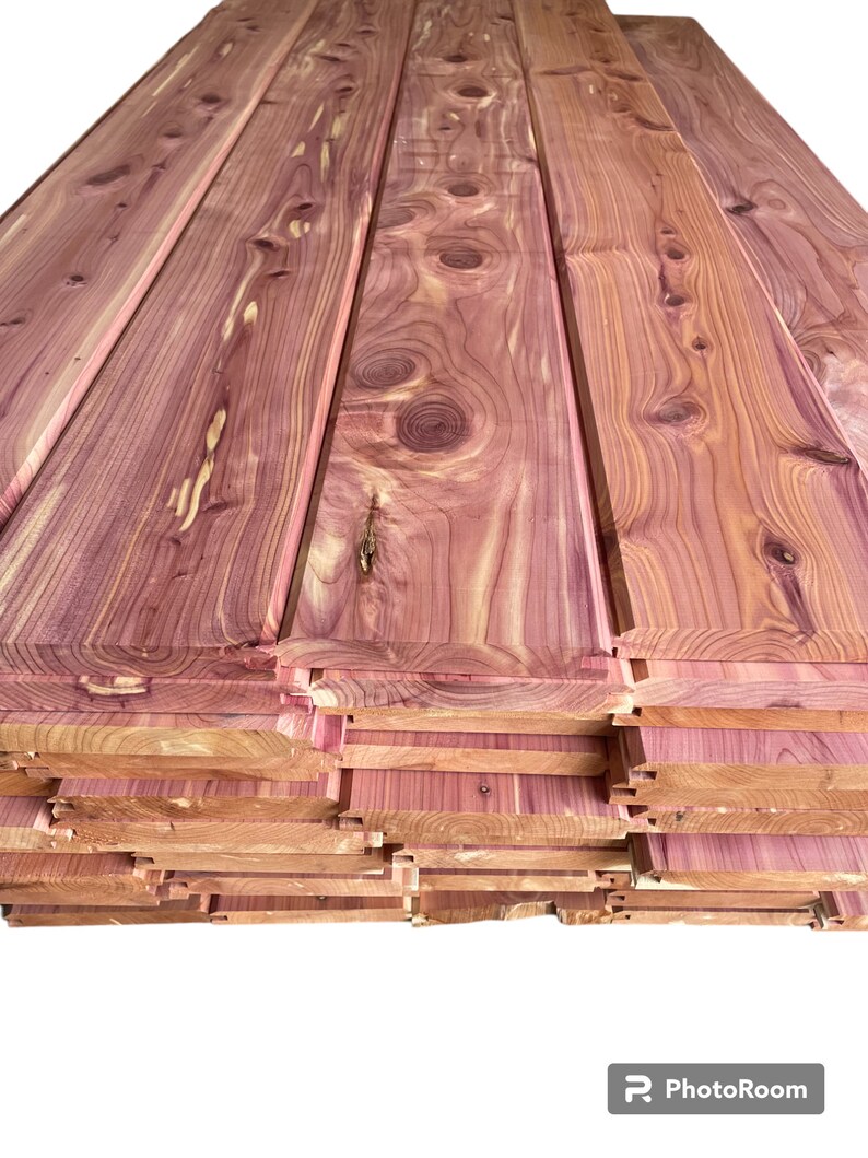 Aromatic Eastern Red Cedar Tongue and Groove Boards. Pack of 7 Boards