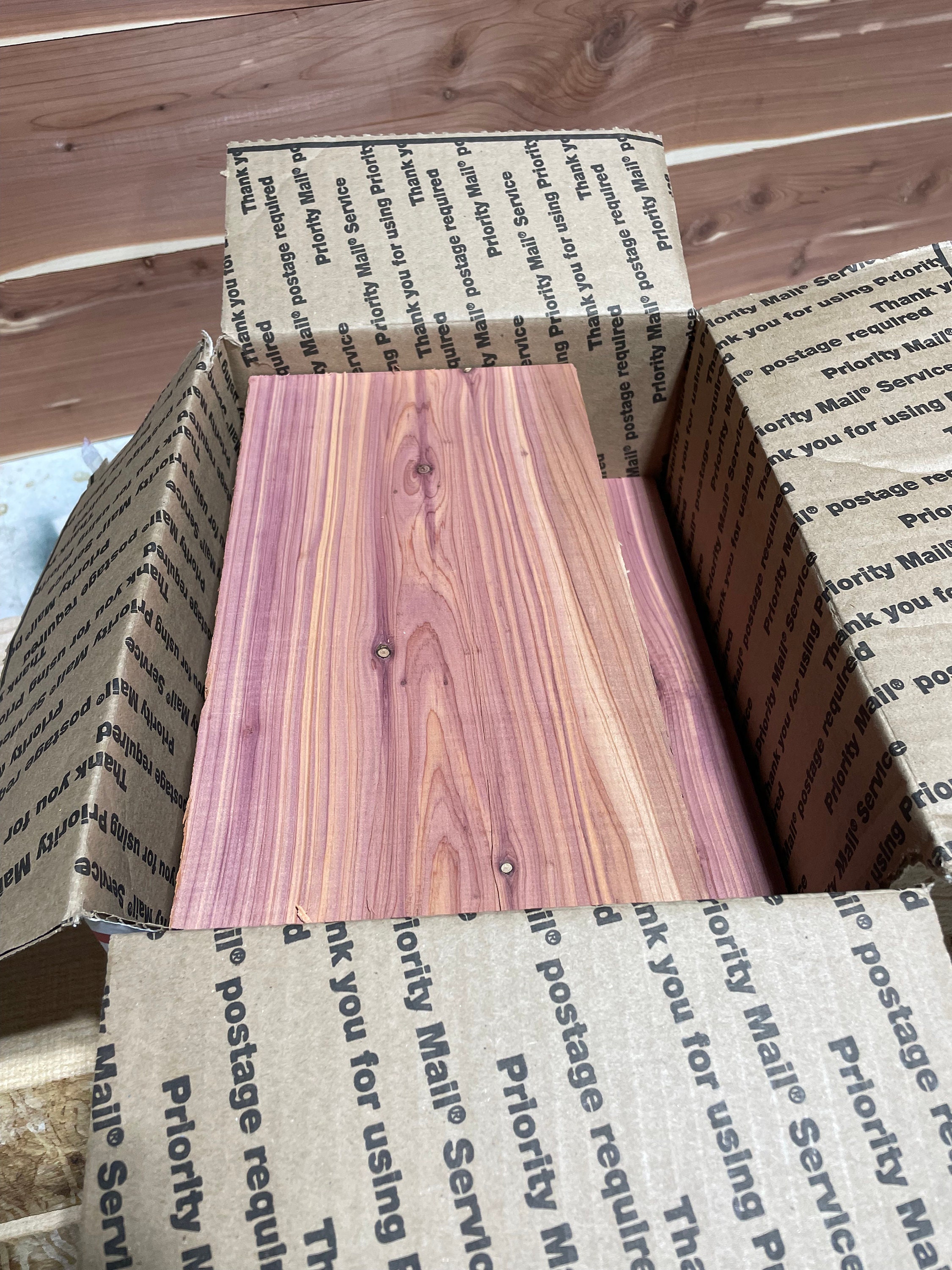 12" Long Aromatic Eastern Red Cedar Craft Wood.  -5 Pieces - 7/8" Thick x 5-1/2" wide
