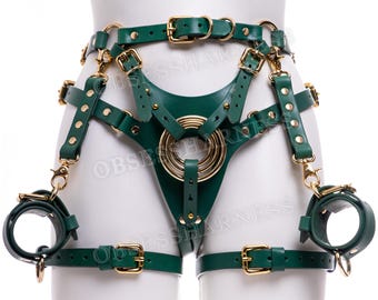 ストラップオンハーネス グリーン、BDSM ペグハーネス、ペギングハーネス ストラップオン、ディルドハーネス レザー、ストラップオンハーネス プラスサイズ、成熟