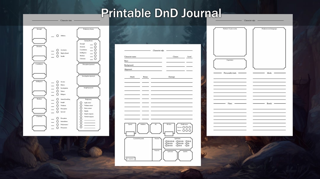 Dnd Character Journal Dungeons and Dragons Dnd Character Sheet D&D