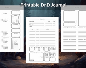 DnD Character Journal | Dungeons and Dragons | Dnd Character Sheet | D&D Campaign journal | Printable Character Sheet