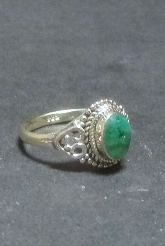 925 sterling Silver plated Stone Ring/ green Ruby… - image 4