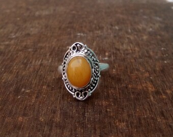 Indischer handgemachter Silberring Chalcedon Steinring 92,5er Silber Ring Größe US 4-12